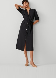 Ann Taylor Stand Collar Belted Midi Shirtdress