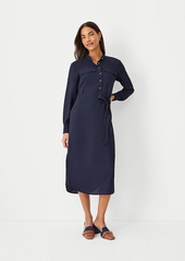 Ann Taylor Stand Collar Belted Pocket Shirtdress