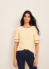 Ann Taylor Stitched Ruffle Sleeve Sweater Tee