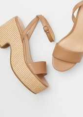 Ann Taylor Straw Platform Ankle Strap Sandals