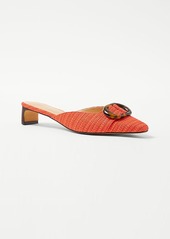 Ann Taylor Straw Tortoiseshell Print Buckle Mule Pumps