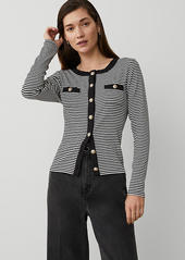 Ann Taylor Stripe Button Knit Jacket