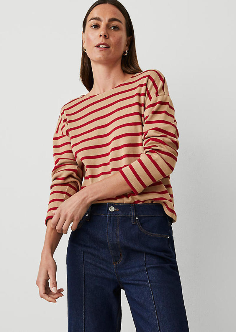 Ann Taylor Stripe Relaxed Long Sleeve Top