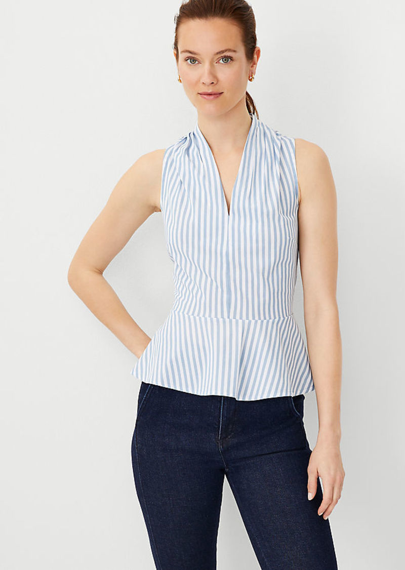 Ann Taylor Striped Peplum Halter Top