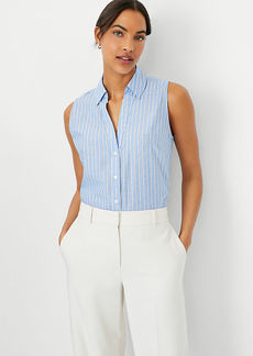 Ann Taylor Striped Sleeveless Essential Shirt