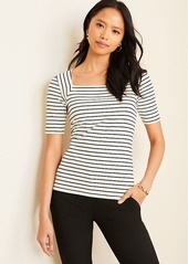 Ann Taylor Striped Square Neck Luxe Tee