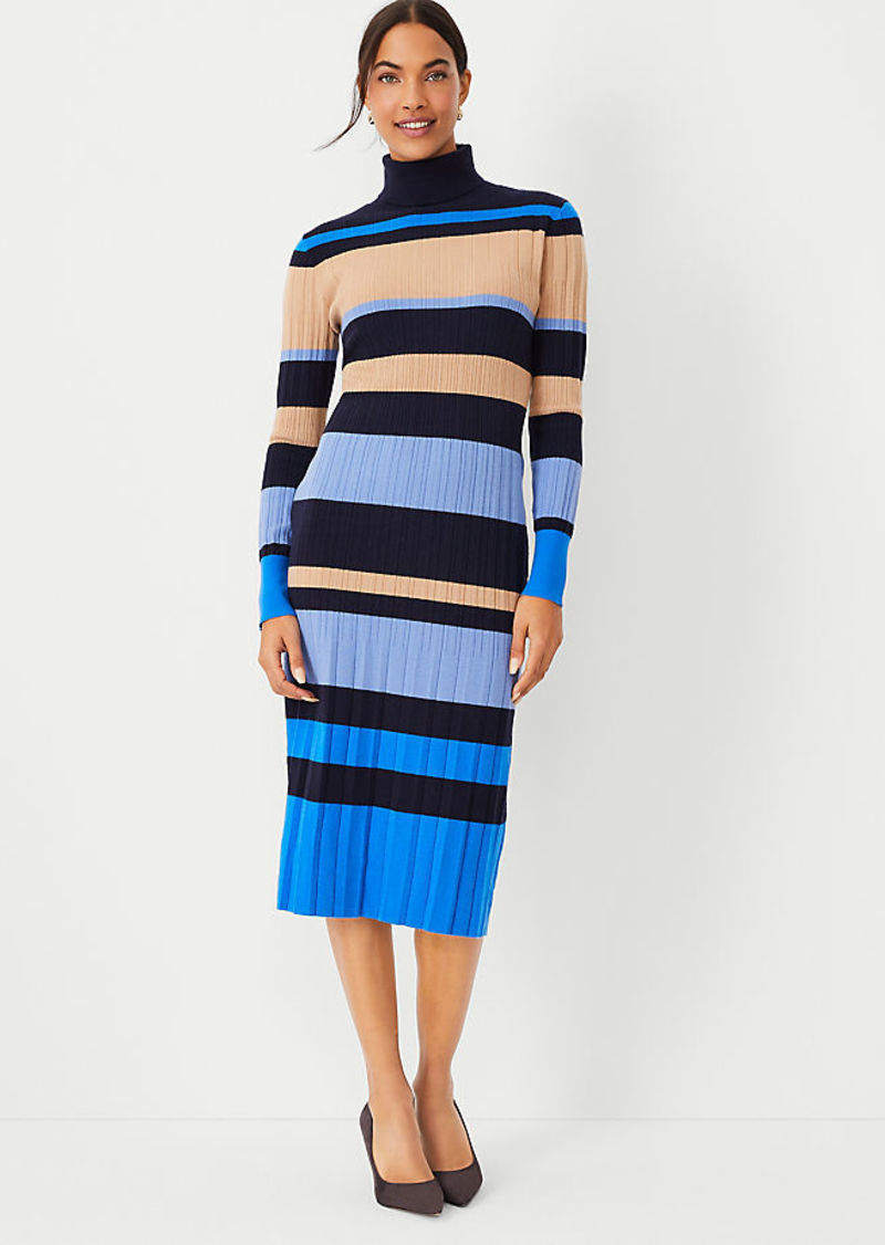 Ann Taylor Striped Turtleneck Sweater Dress