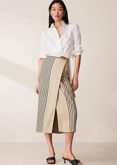 Ann Taylor Striped Wrap Column Skirt