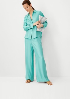 Ann Taylor Studio Collection Easy Palazzo Pants in Silk Twill