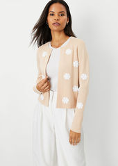 Ann Taylor Studio Collection Floral Patch Cardigan