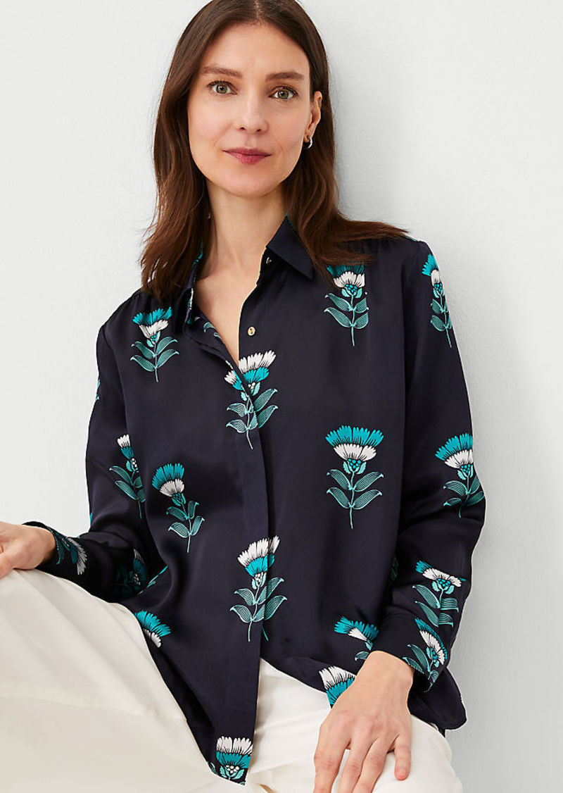 Ann Taylor Studio Collection Floral Silk Shirt