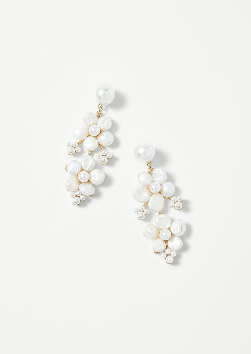 Ann Taylor Studio Collection Pearlized Flower Cluster Statement Earrings