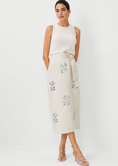 Ann Taylor Studio Collection Sequin Tie Waist Midi Skirt