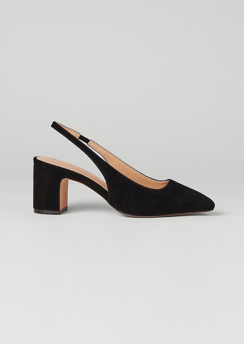 Ann Taylor Suede Block Heel Slingback Pumps