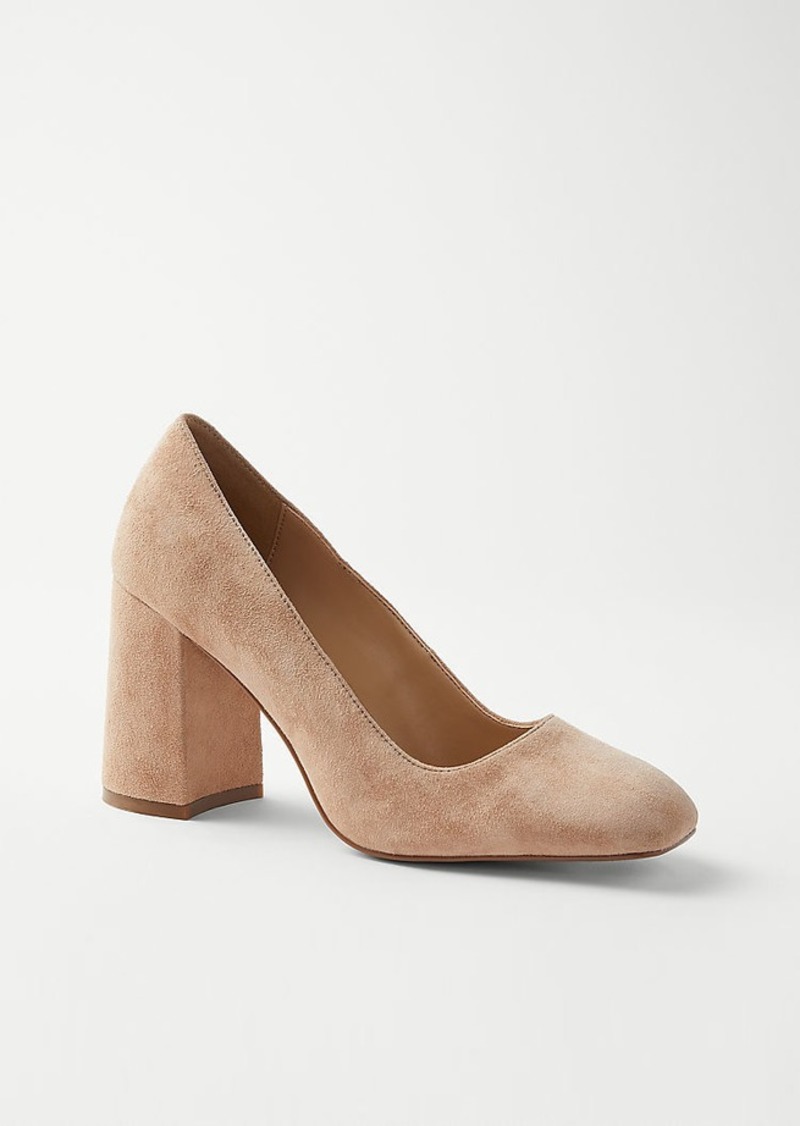 Ann Taylor Suede High Block Heel Pumps