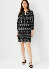 Ann Taylor Tall Floral Stripe Split Neck Shift Dress