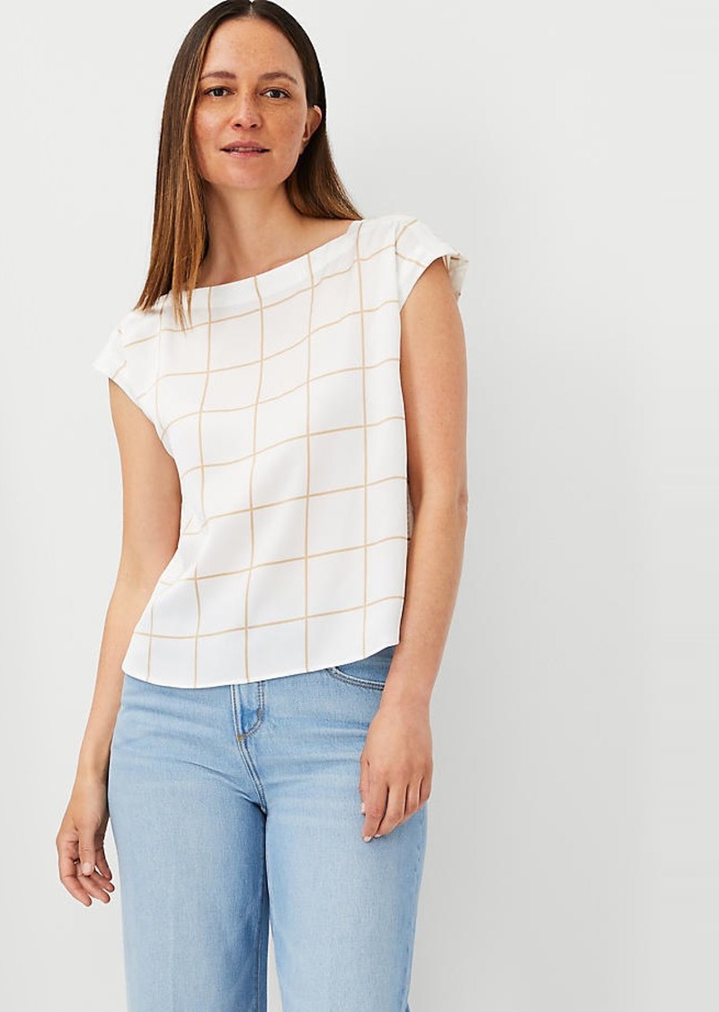 Ann Taylor Tall Windowpane Boatneck Tee