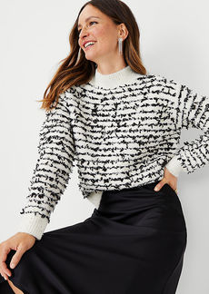 Ann Taylor Texture Shimmer Stitch Mock Neck Sweater