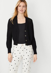 Ann Taylor Textured Stitch Scalloped Cardigan