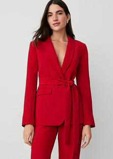 Ann Taylor The Belted Shawl-Collar Blazer in Fluid Crepe