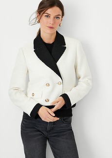Ann Taylor The Blocked Cropped Double Breasted Blazer in Tweed