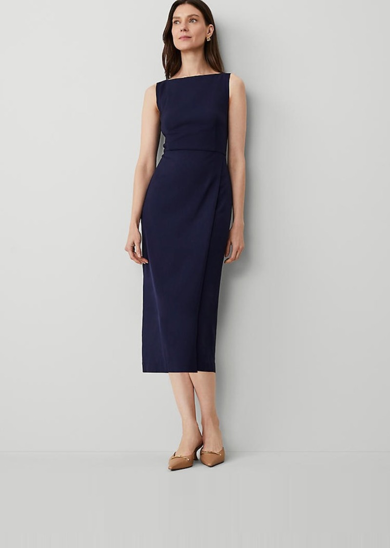 Ann Taylor The Boatneck Wrap Sheath Dress in Textured Drape