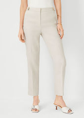 Ann Taylor The Button Tab High Rise Eva Ankle Pant in Basketweave Linen Blend - Curvy Fit