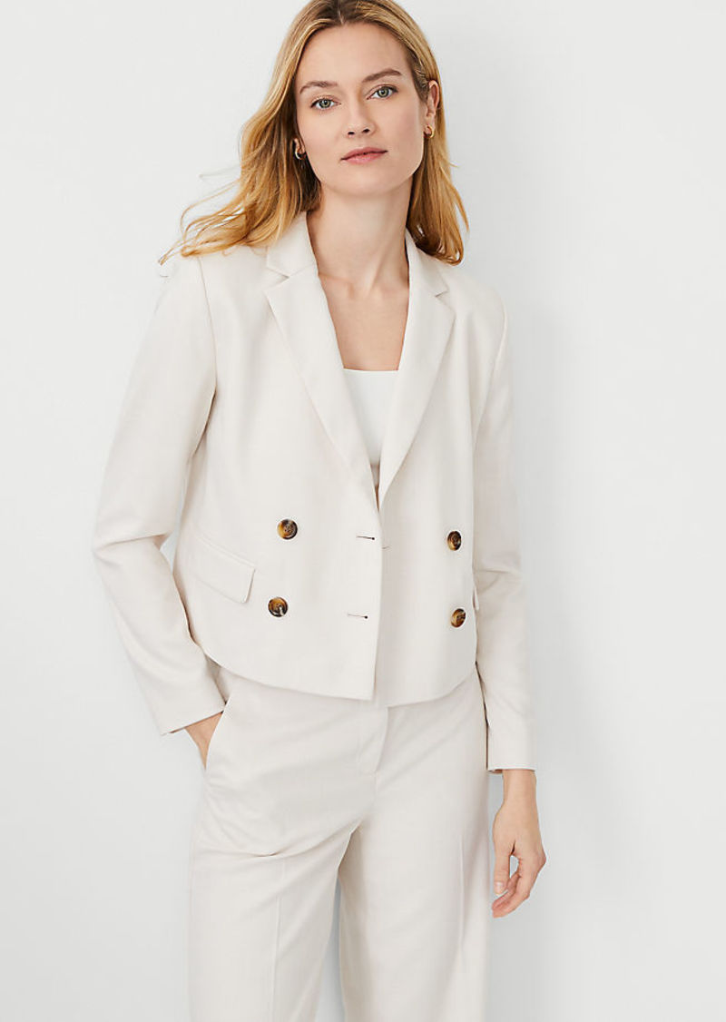 Ann Taylor The Cropped Double Breasted Blazer in Textured Stretch