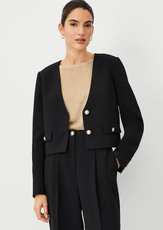 Ann Taylor The Cropped V-Neck Jacket in Fluid Crepe