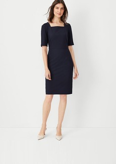 Ann Taylor The Elbow Sleeve Square Neck Dress in Seasonless Stretch - Curvy Fit
