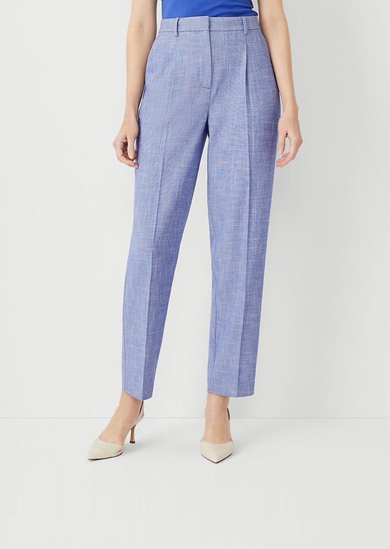 Ann Taylor The High Rise Pleated Taper Pant in Cross Weave