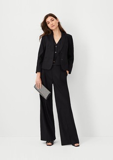 Ann Taylor The High Rise Pleated Wide Leg Pant in Linen Twill