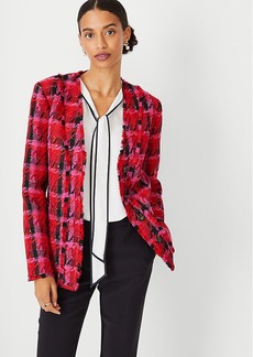 Ann Taylor The Long Cardigan Jacket in Houndstooth Tweed