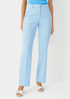 Ann Taylor The Mid Rise Sophia Straight Pant in Houndstooth Linen Twill - Curvy Fit