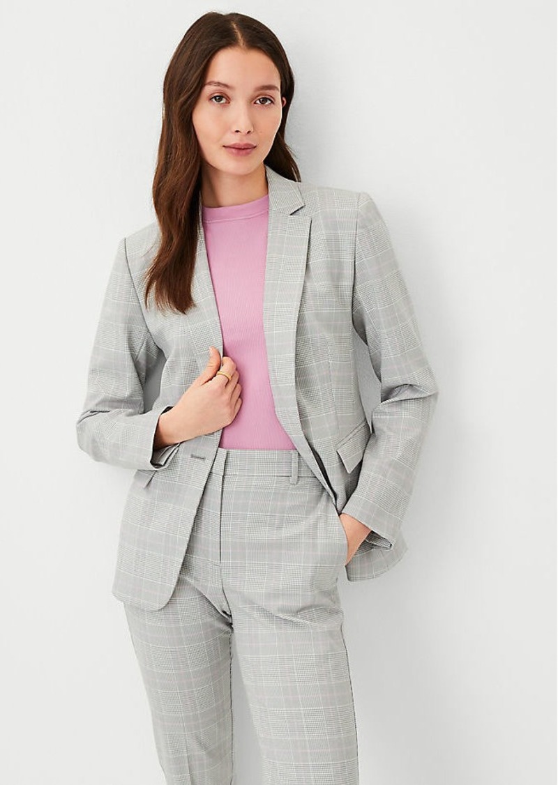Ann Taylor The Notched One Button Blazer in Plaid