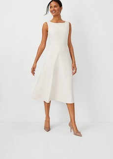 Ann Taylor The Petite Boatneck Full Midi Dress in Textured Stretch