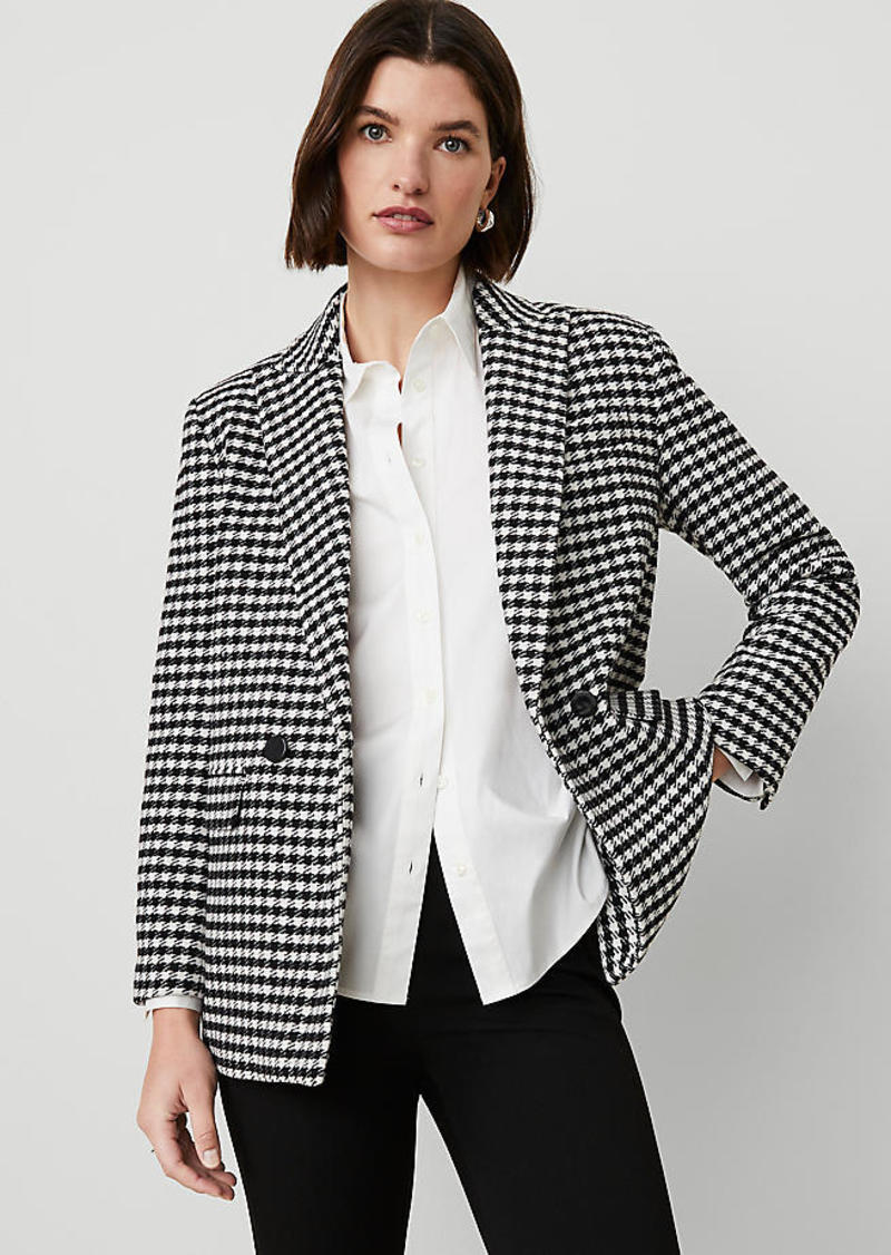 Ann Taylor The Petite Checked Relaxed Double Breasted Blazer