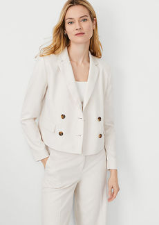 Ann Taylor The Petite Cropped Double Breasted Blazer in Textured Stretch