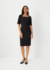 Ann Taylor The Petite Elbow Sleeve Square Neck Dress in Seasonless Stretch - Curvy Fit