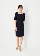 Ann Taylor The Petite Elbow Sleeve Square Neck Dress in Seasonless Stretch