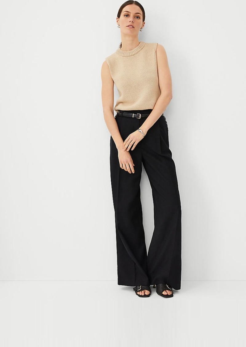 Ann Taylor The Petite Fringe Single Pleated Wide Leg Pant in Texture