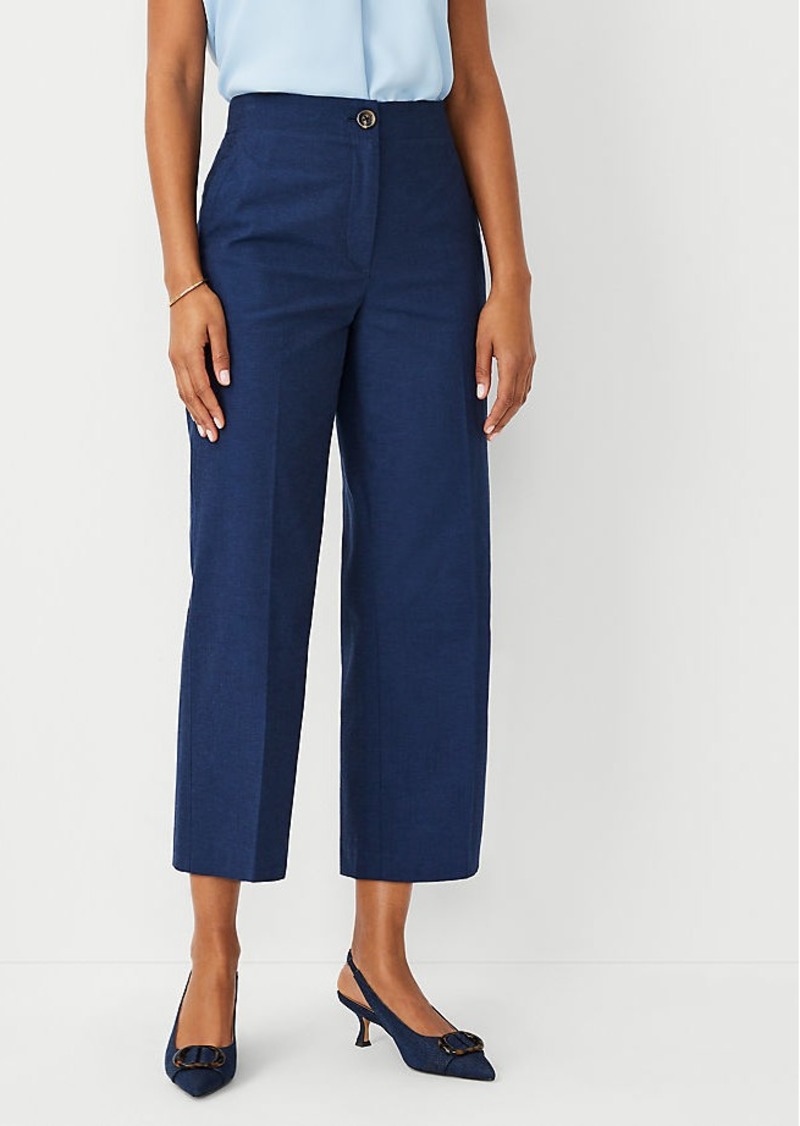 Ann Taylor The Petite Kate Wide Leg Crop Pant in Polished Denim
