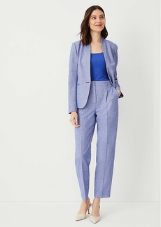 Ann Taylor The Petite High Rise Pleated Taper Pant in Cross Weave