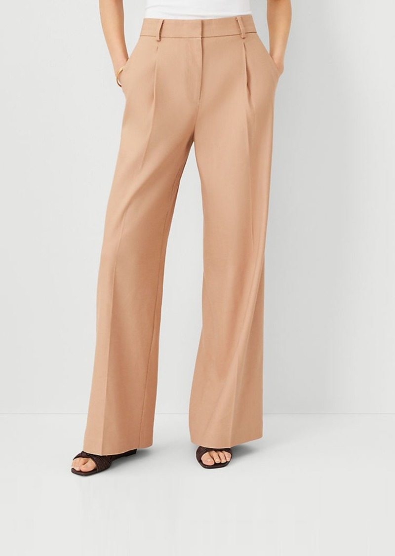 Ann Taylor The Petite High Rise Pleated Wide Leg Pant in Linen Twill - Curvy Fit