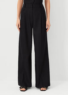 Ann Taylor The Petite High Rise Pleated Wide Leg Pant in Linen Twill - Curvy Fit