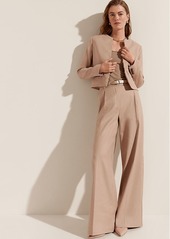 Ann Taylor The Petite High Rise Pleated Wide Leg Pant in Linen Twill
