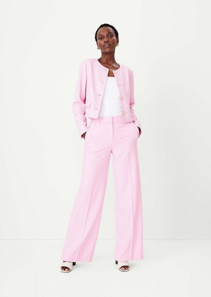 Ann Taylor The Petite High Rise Wide Leg Pant in Cross Weave
