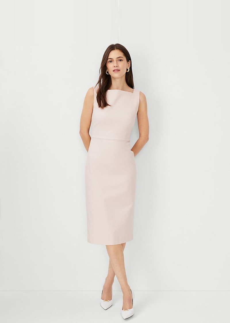 Ann Taylor The Petite High Square Neck Sheath Dress in Stretch Cotton