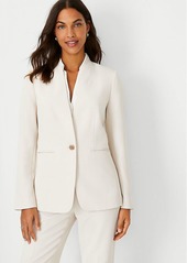 Ann Taylor The Petite Long Collarless Blazer in Fluid Crepe