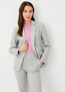 Ann Taylor The Petite Notched One Button Blazer in Plaid